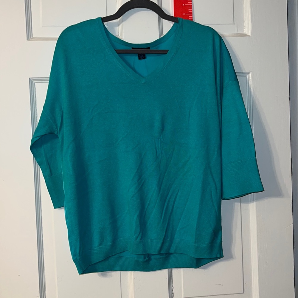 Sweater with sheer back, 3/4 sleeves